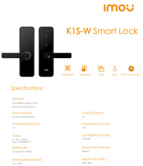 IMOU K1S-H-W-EN -Smart Electronic Door Lock (WiFi)