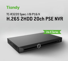 TIANDY TC-R3220 Spec:I/B/P16/K with 16 POE NVR support up to 16 channels total up to 8MP, 2HDD