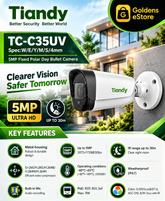 TIANDY TC-C35UV Spec:W/E/Y/M/S/4mm 5MP Outdoor AI Camera, Color network, supports AI-based person and vehicle recognition, 50m IR. 5MP, BigHousing, FullMetal, PolarDay, ColorVu, WizColor