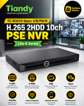 TIANDY TC-R3210 Spec:I/B/P8/K with 8 POE NVR support up to 8channels total up to 8MP, 2HDD