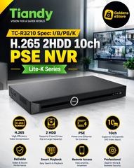 TIANDY TC-R3210 Spec:I/B/P8/K with 8 POE NVR support up to 8channels total up to 8MP, 2HDD