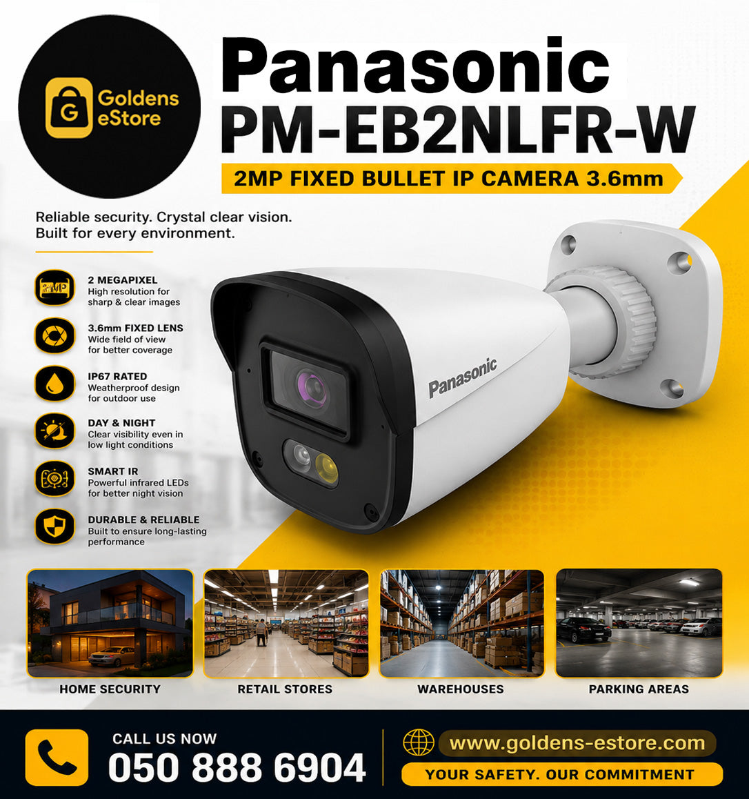 PANASONIC PM-EB2NLFR-W 2MP Fixed Bullet IP Camera 3.6mm