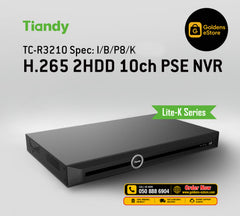 TIANDY TC-R3210 Spec:I/B/P8/K with 8 POE NVR support up to 8channels total up to 8MP, 2HDD